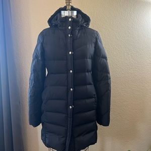 JCrew Vintage Black Down Puffer Coat w/Fur Hood - Sz M